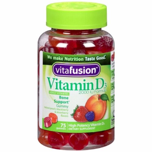 Vitamin Supplement Vitafusion Vitamin D 2000 IU Strength Gummy 75 per Bottle Assorted Fruit Flavors 75 Gummies by Vitafusion