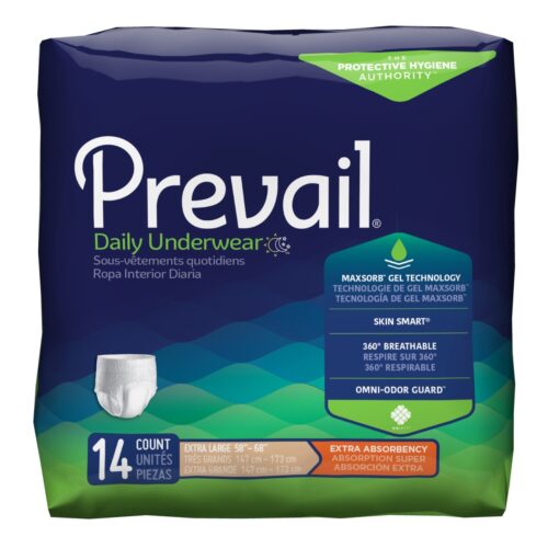 82143101 White Extra Large Prevail Daily Underwear Adult Moderate Absorbent Underwear - Pack of 14