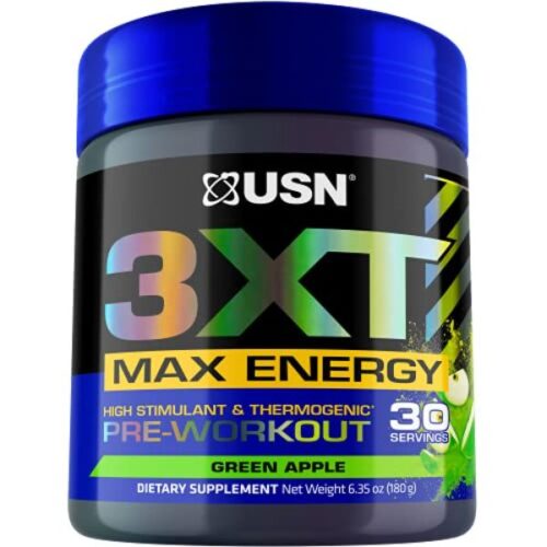 8830174 3XT-Max Energy Green Apple Pre-Workout Supplement Powder - 30 Per Servings