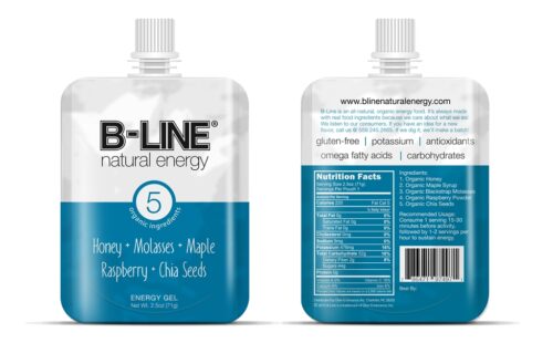 B-LINE Natural Energy HM4988 Honey, Maple, Molasses, Raspberry & Chia Seeds Energy Gel - Pack of 5