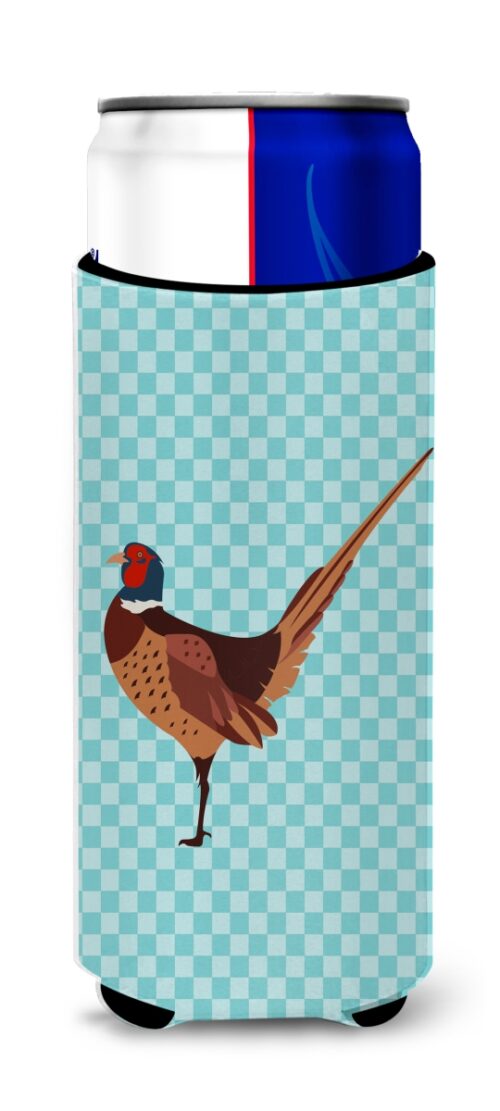 BB8104MUK Ring-necked Common Pheasant Blue Check Michelob Ultra Hugger for Slim Cans