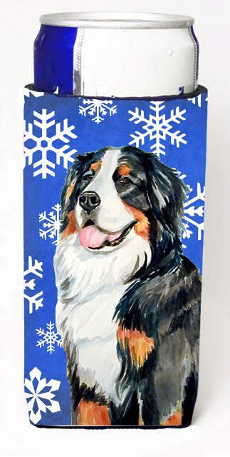 Bernese Mountain Dog Winter Snowflakes Holiday Michelob Ultra bottle sleeves For Slim Cans - 12 oz.