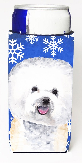Bichon Frise Winter Snowflakes Holiday Michelob Ultra bottle sleeves For Slim Cans - 12 oz.