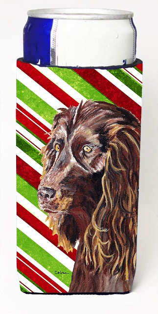 Boykin Spaniel Candy Cane Christmas Michelob Ultra bottle sleeves For Slim Cans - 12 oz.