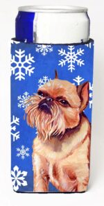 Brussels Griffon Winter Snowflakes Holiday Michelob Ultra bottle sleeves For Slim Cans - 12 oz.