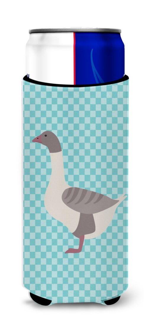 Buff Grey Back Goose Blue Check Michelob Ultra Hugger for Slim Cans