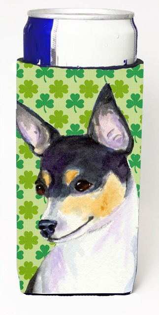 Chihuahua St. Patricks Day Shamrock Portrait Michelob Ultra bottle sleeves For Slim Cans - 12 oz.