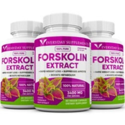 FOSK 3400 mg Forskolin Maximum Strength 100 Percentage Pure Rapid Results Forskolin Extract Weight Loss Supplement -Pack of 3