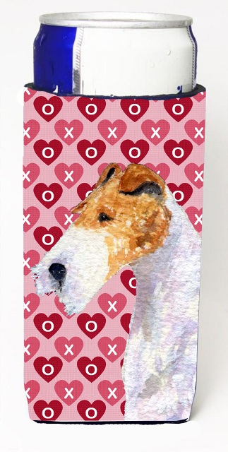Fox Terrier Hearts Love And Valentines Day Portrait Michelob Ultra bottle sleeves For Slim Cans - 12 oz.