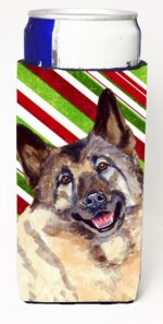 LH9263MUK Norwegian Elkhound Candy Cane Holiday Christmas Michelob Ultra bottle sleeves For Slim Cans - 12 oz.