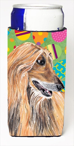 SC9500MUK Afghan Hound Easter Eggtravaganza Michelob Ultra bottle sleeves For Slim Cans - 12 Oz.