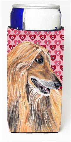 SC9503MUK Afghan Hound Hearts Love And Valentines Day Michelob Ultra bottle sleeves For Slim Cans - 12 Oz.
