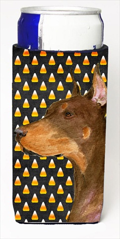 SS4261MUK Doberman Candy Corn Halloween Portrait Michelob Ultra bottle sleeves For Slim Cans - 12 Oz.