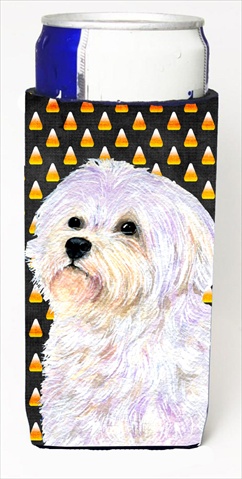 SS4274MUK Maltese Candy Corn Halloween Portrait Michelob Ultra bottle sleeves For Slim Cans - 12 Oz.