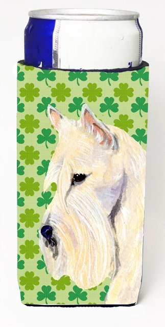 SS4461MUK Scottish Terrier St. Patricks Day Shamrock Portrait Michelob Ultra bottle sleeves For Slim Cans - 12 oz.