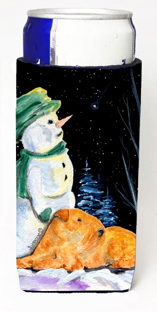 SS8555MUK Snowman With Lakeland Terrier Michelob Ultra bottle sleeves For Slim Cans - 12 oz.