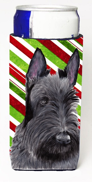 Scottish Terrier Candy Cane Holiday Christmas Michelob Ultra bottle sleeves For Slim Cans - 12 oz.