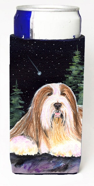 Starry Night Bearded Collie Michelob Ultra bottle sleeves For Slim Cans - 12 oz.