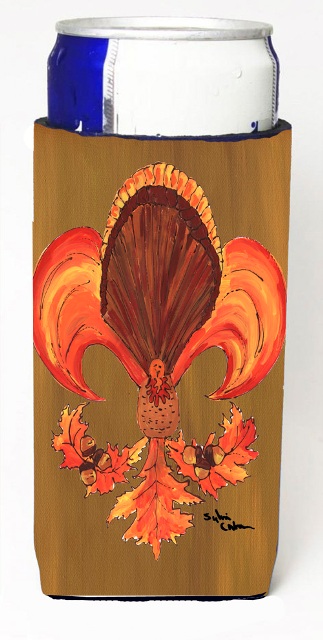 Thanksgiving Turkey And Fall Leaves Fleur De Lis Michelob Ultra s For Slim Cans - 12 oz.