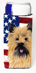 Usa American Flag With Cairn Terrier Michelob Ultra bottle sleeves For Slim Cans - 12 oz.