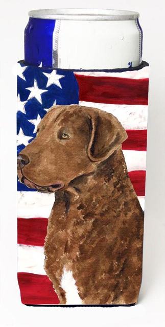 Usa American Flag With Curly Coated Retriever Michelob Ultra s For Slim Cans - 12 oz.