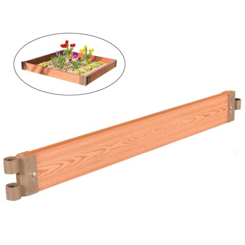6 x 52 x 1.5 in. Classic Traditional Rectangular Durable Wood- Look Raised Outdoor Garden Bed Flower Planter Box, Brown