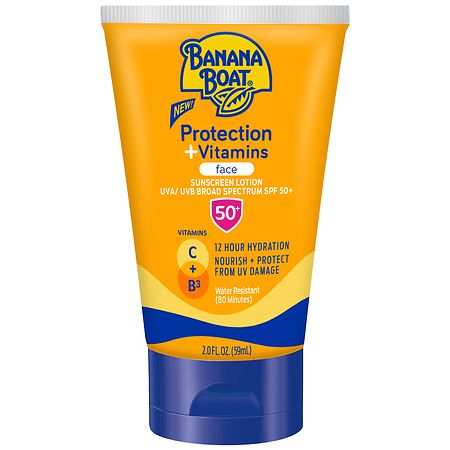 Banana Boat Protection + Vitamins Sunscreen for Face Lotion, SPF 50 - 2.0 fl oz