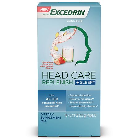 Excedrin Head Care Replenish +Sleep Dietary Supplement - 0.13 oz x 16 pack