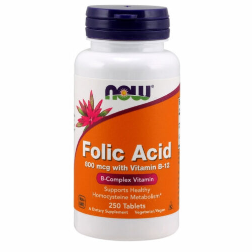 Folic Acid with Vitamin B12 250 Tabs by Now Foods