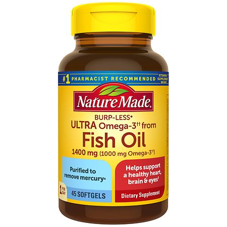 Nature Made Burp-Less Ultra Omega 3 Fish Oil 1400 mg Softgels - 45.0 ea