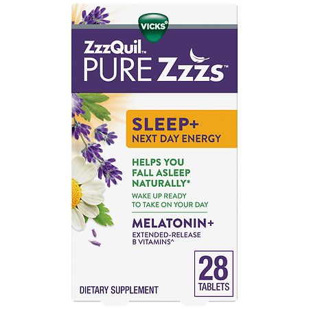 PURE Zzzs Sleep+ Next Day Energy Melatonin and Extended Release B-Vitamins Tablets - 28.0 ea