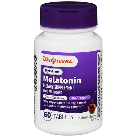 Walgreens Dye Free Melatonin 10 mg Quick-Dissolving Tablets Natural Cherry - 60.0 EA