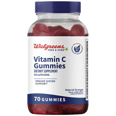 Walgreens Free & Pure Vitamin C 250 mg Gummies Natural Orange - 70.0 ea