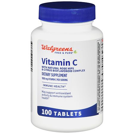 Walgreens Free & Pure Vitamin C with Natural Rose Hips & Citris Bioflavonoid Complex Tablets - 100.0 ea
