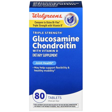 Walgreens Glucosamine Chondroitin with Vitamin D Tablets Triple Strength - 80.0 ea