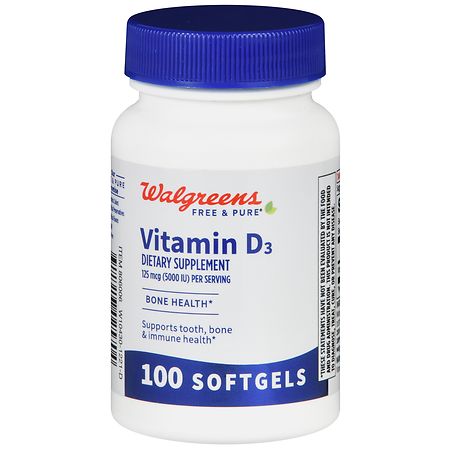 Walgreens Vitamin D3 125 mcg Softgels - 100.0 ea