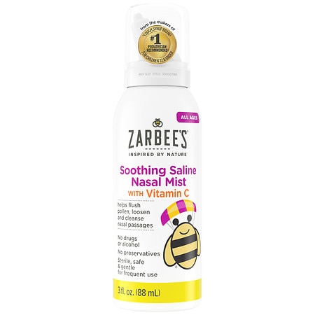 Zarbee's Soothing Saline Nasal Mist with Vitamin C Fragrance-Free - 3.0 FL OZ
